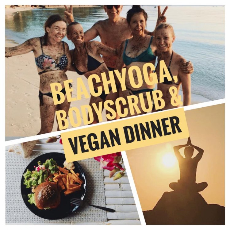 BeachYoga, BodyScrub & vegan Dinner
