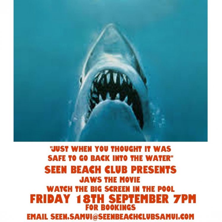 Pool Cinema night showing JAWS