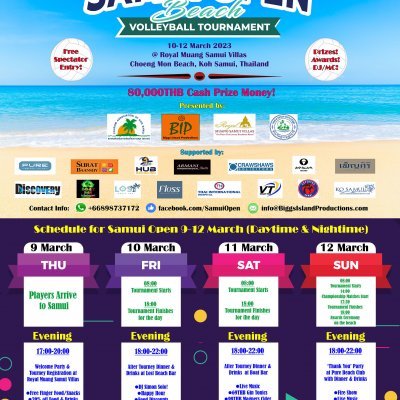 5th Annual 'Samui Open Beach Volleyball Tournament' @ Royal Muang Samui Villas on Choeng Mon Beach